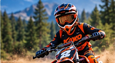 Pilote sur une moto KAYO